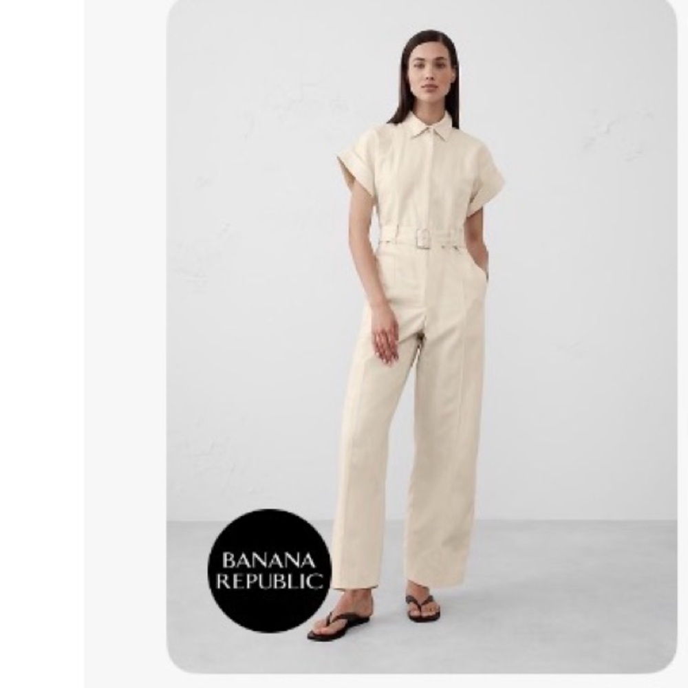Banana Republic Beige Belted Jumpsuit